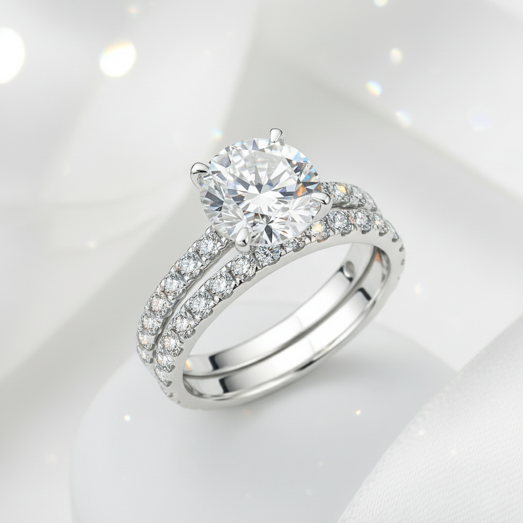 Round Cut Diamond Engagement Ring Set-Black Diamonds New York