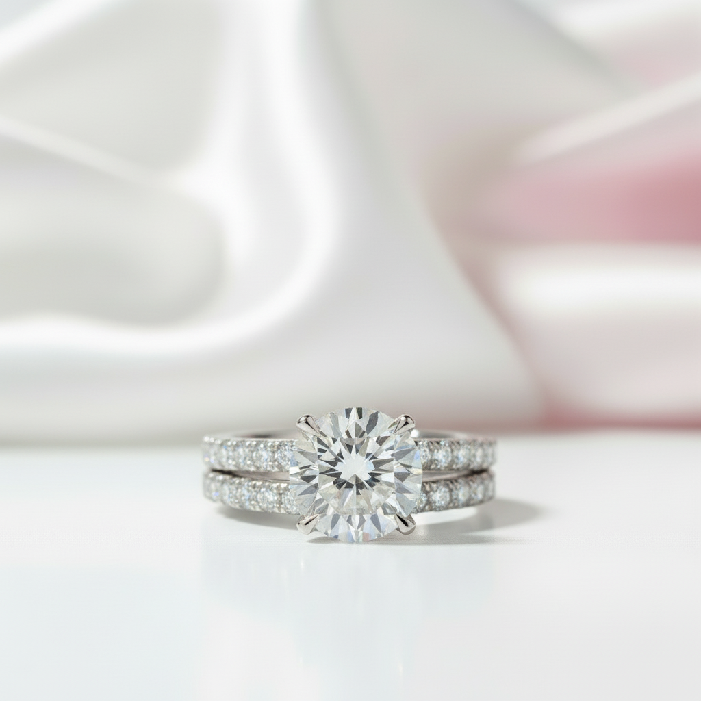 Round Cut Diamond Option Engagement Ring Set-Black Diamonds New York