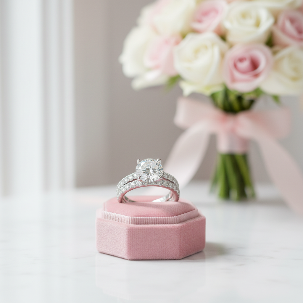 Round Cut Diamond Option Engagement Ring Set-Black Diamonds New York