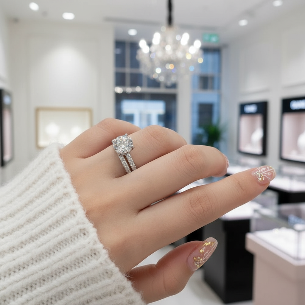 Round Cut Diamond Option Engagement Ring Set-Black Diamonds New York