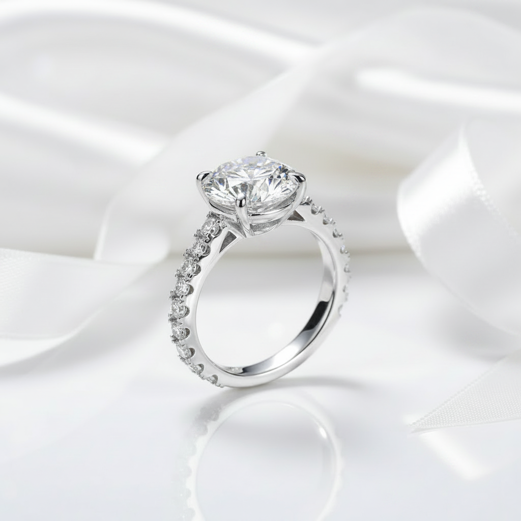 Round Cut Diamond Option Engagement Ring Set-Black Diamonds New York