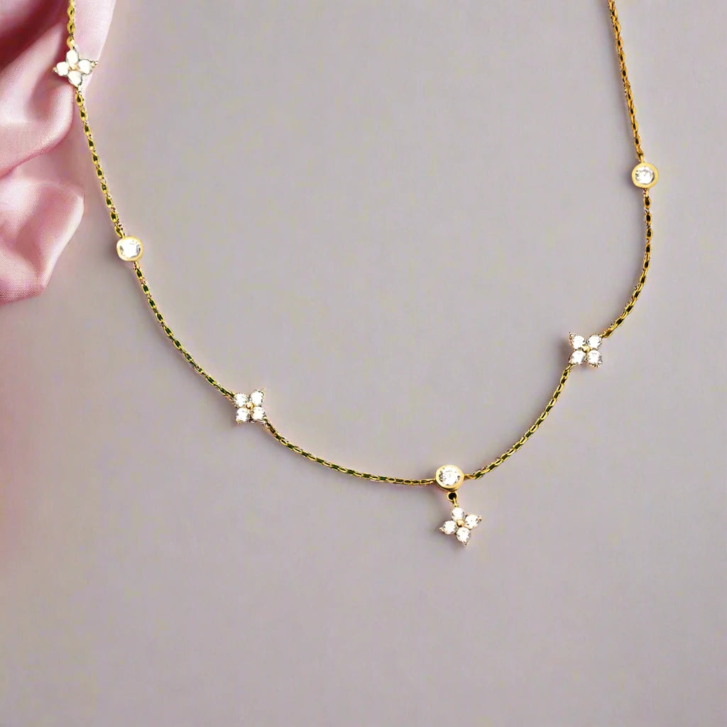 Round Cut Diamond Flower Pendant Necklace-Black Diamonds New York