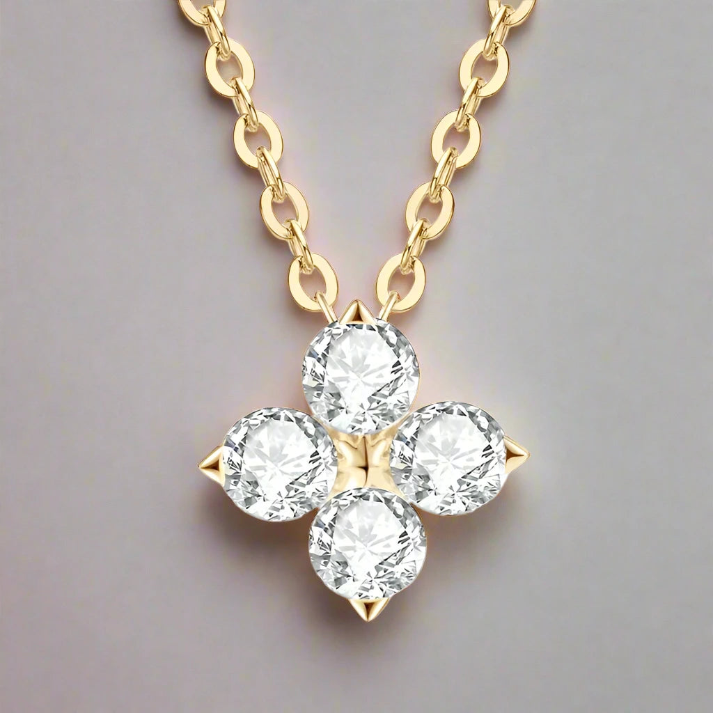 Round Cut Diamond Flower Pendant Necklace-Black Diamonds New York