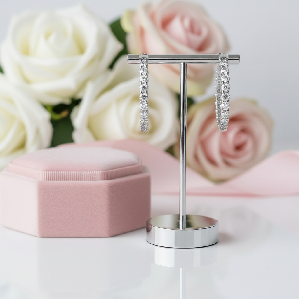 Round Cut Diamond Option Hoop Earrings-Black Diamonds New York