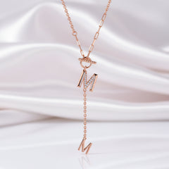Round Cut Diamond Option Letter M Pendant Necklace