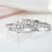 2.5 ct Round Cut Diamond Rose Gold Engagement Ring Set-Black Diamonds New York