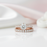 2.5 ct Round Cut Diamond Rose Gold Engagement Ring Set-Black Diamonds New York