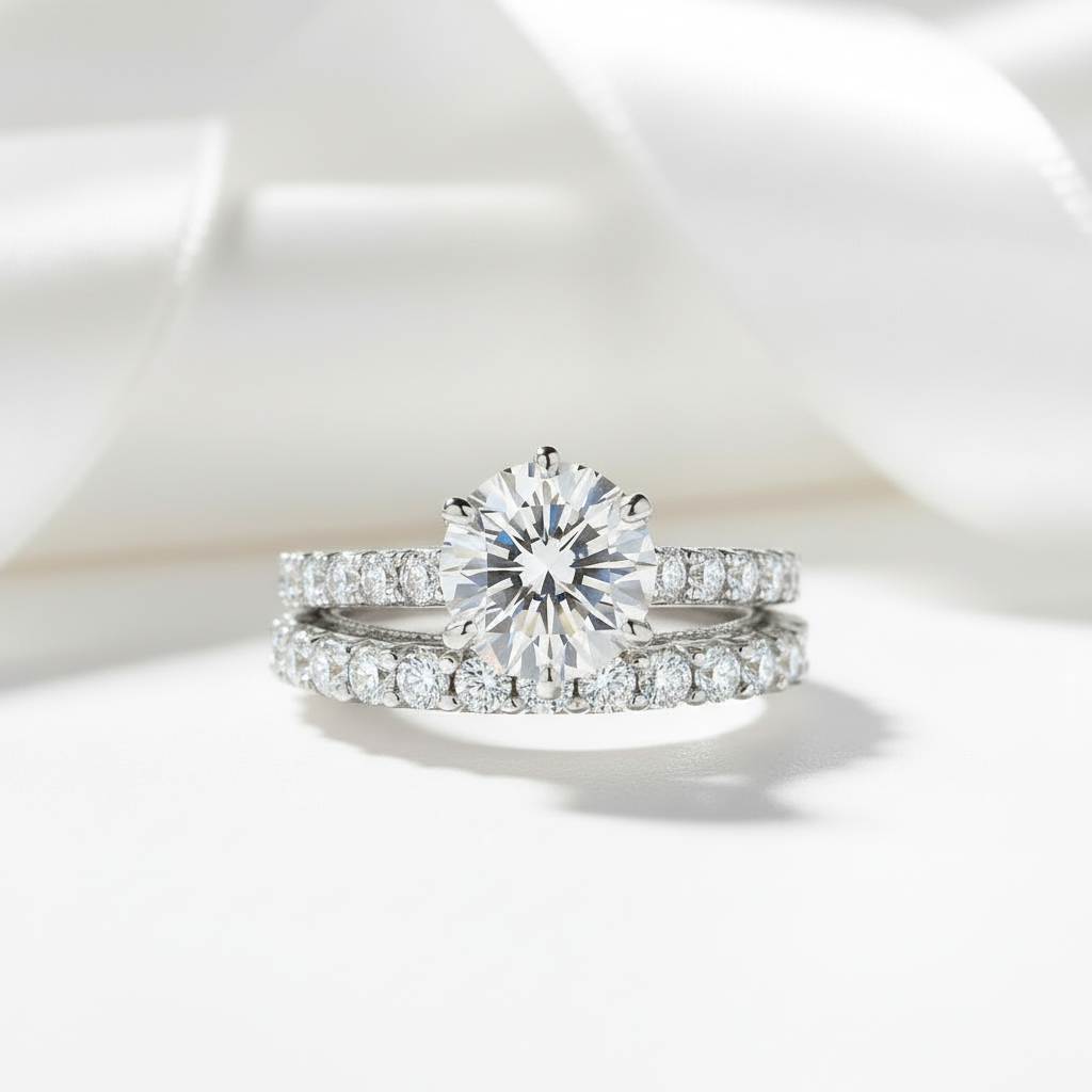 2.5 ct Round Cut Diamond Rose Gold Engagement Ring Set-Black Diamonds New York