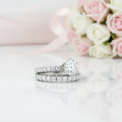 2.5 ct Round Cut Diamond Rose Gold Engagement Ring Set-Black Diamonds New York