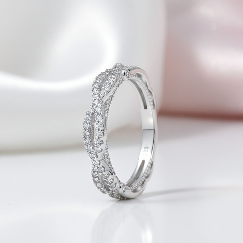 Round Cut Diamond Option Twisted Wedding Band-Black Diamonds New York