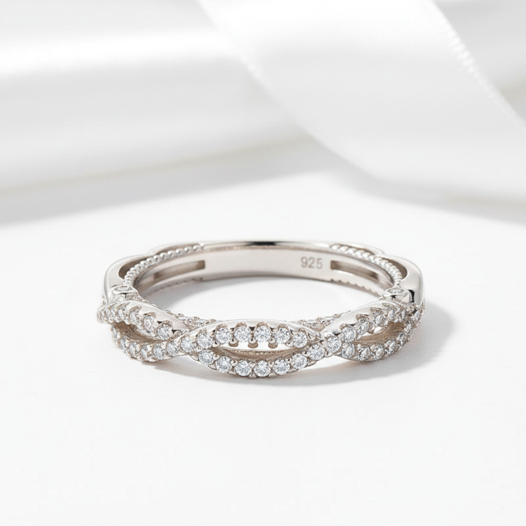 Round Cut Diamond Option Twisted Wedding Band-Black Diamonds New York