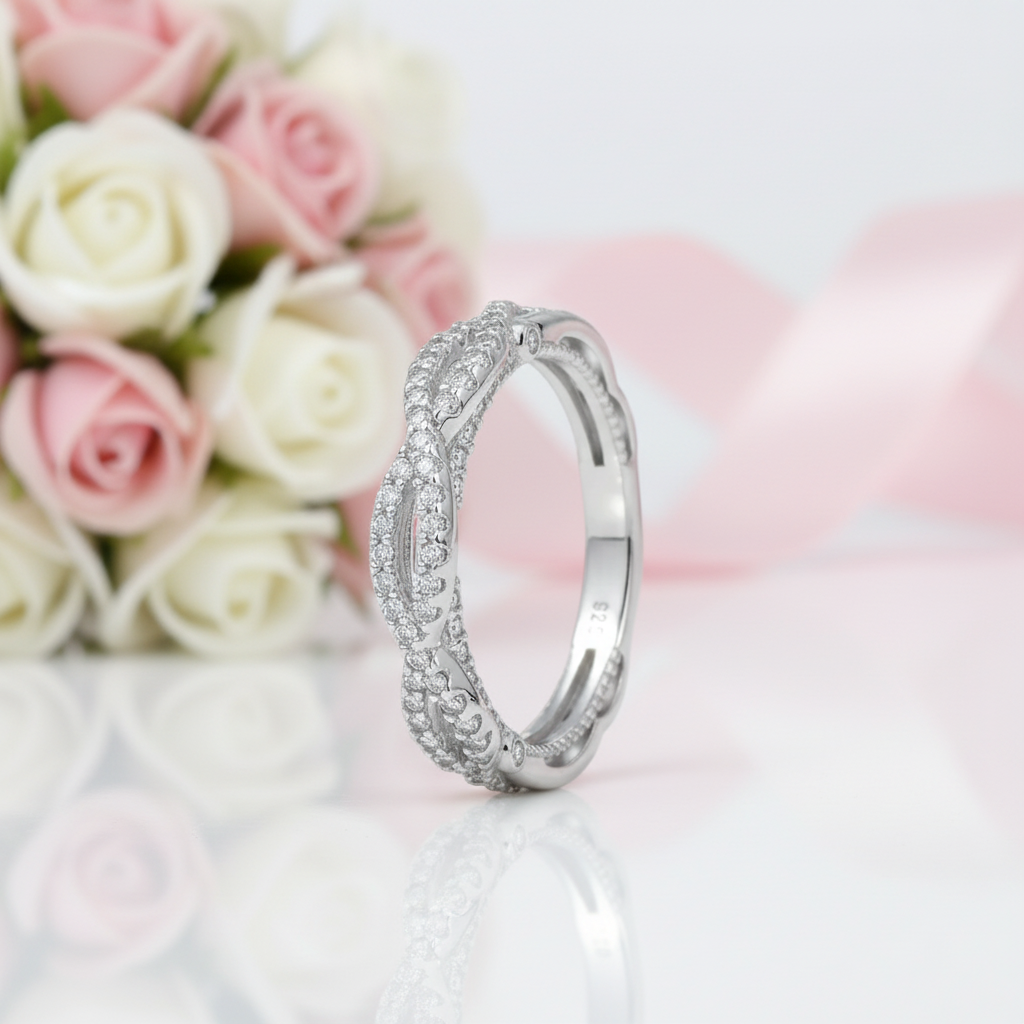 Round Cut Diamond Option Twisted Wedding Band-Black Diamonds New York