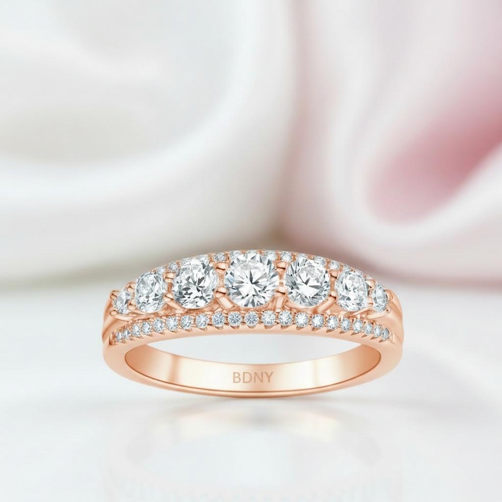 Round Cut Diamond Option Women's Wedding Band-Black Diamonds New York