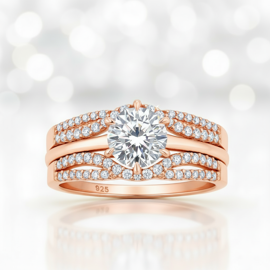 Round Cut Diamond Option Solitaire Wedding Ring with Wavy Band-Black Diamonds New York
