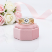 Round Cut Diamond Option Solitaire Wedding Ring with Wavy Band-Black Diamonds New York