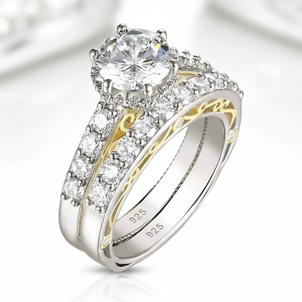 Round Cut Diamond Option Yellow Gold Accent Engagement Ring-Black Diamonds New York