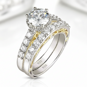 Round Cut Diamond Option Yellow Gold Accent Engagement Ring-Black Diamonds New York