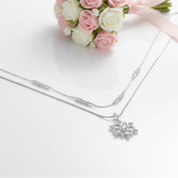 Round Cut Diamond Snowflake Double Chain Necklace-Black Diamonds New York