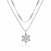 Round Cut Diamond Option Snowflake Double Chain Necklace-Black Diamonds New York