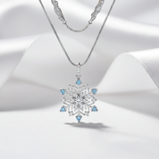 Round Cut Diamond Snowflake Double Chain Necklace-Black Diamonds New York