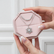 Round Cut Diamond Snowflake Double Chain Necklace-Black Diamonds New York