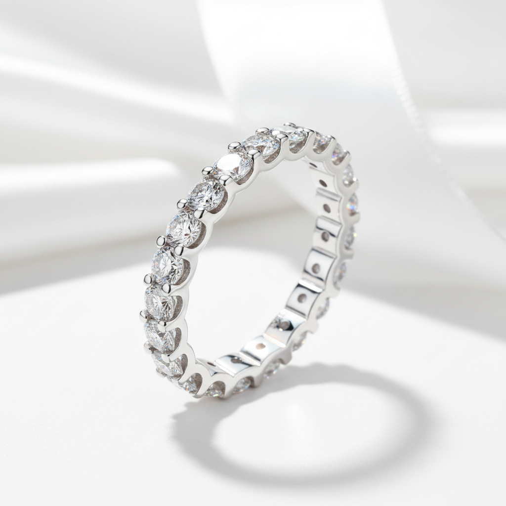 Round Cut Full Eternity Diamond Option Wedding Band-Black Diamonds New York