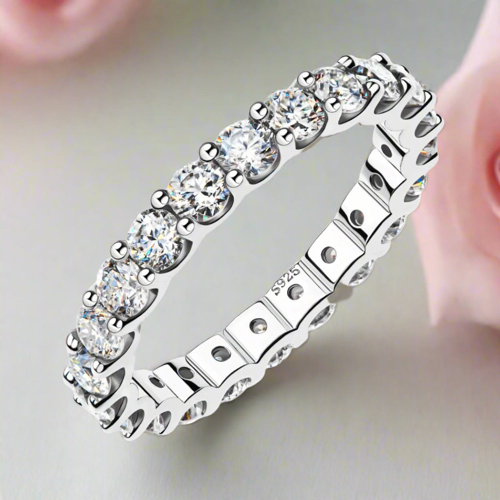 Round Cut Full Eternity Diamond Wedding Band-Black Diamonds New York