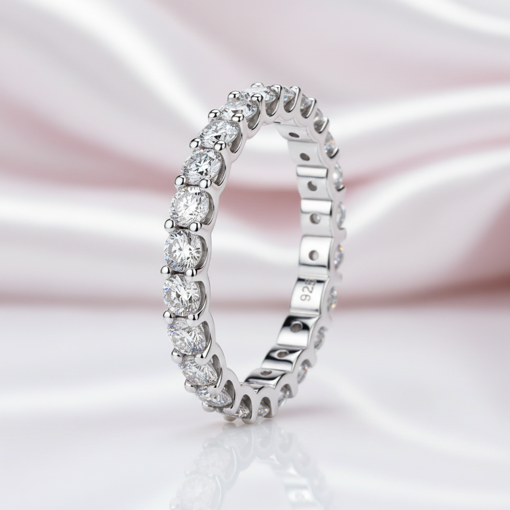 Round Cut Full Eternity Diamond Option Wedding Band-Black Diamonds New York