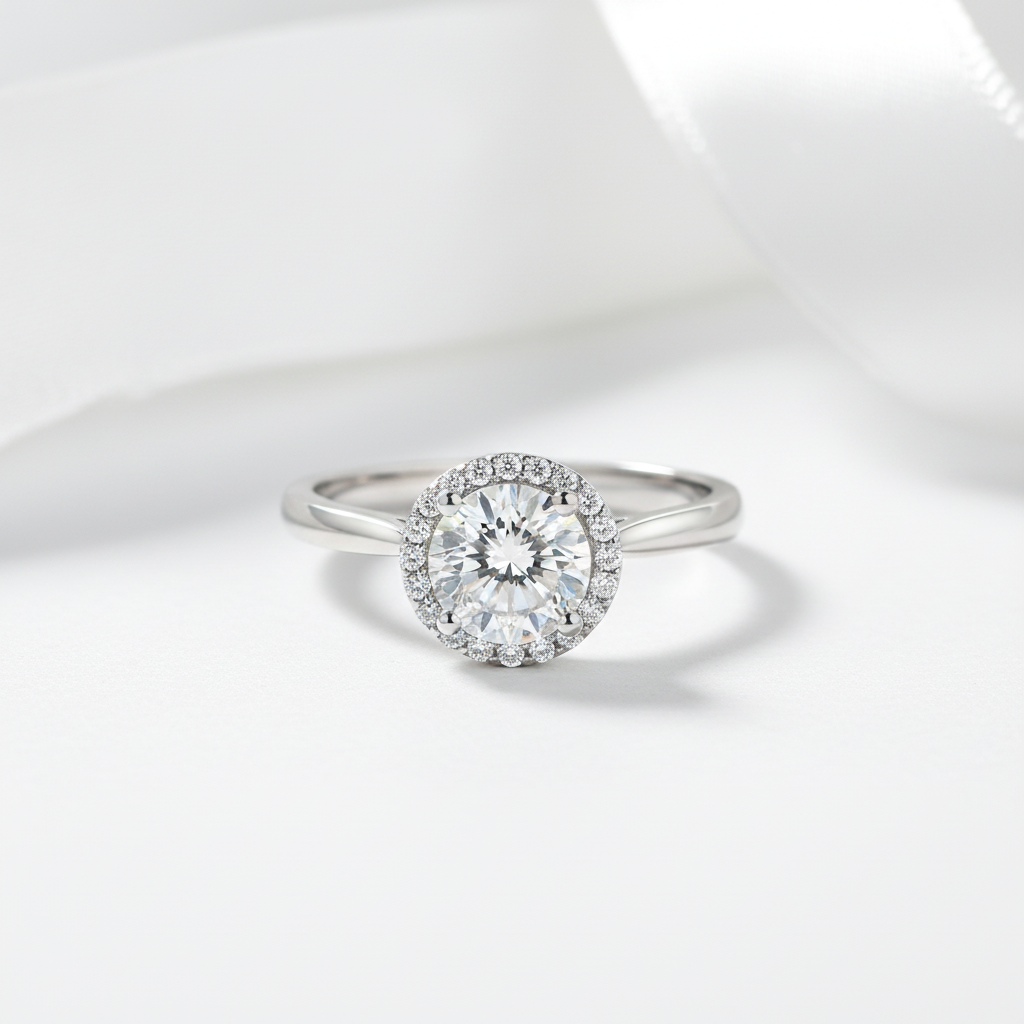 Round Cut Halo Promise Ring-Black Diamonds New York