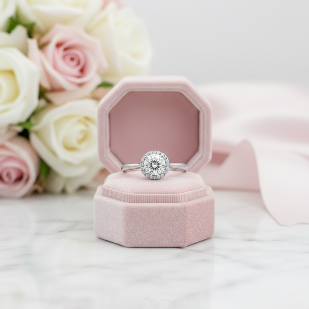 Round Cut Halo Promise Ring-Black Diamonds New York
