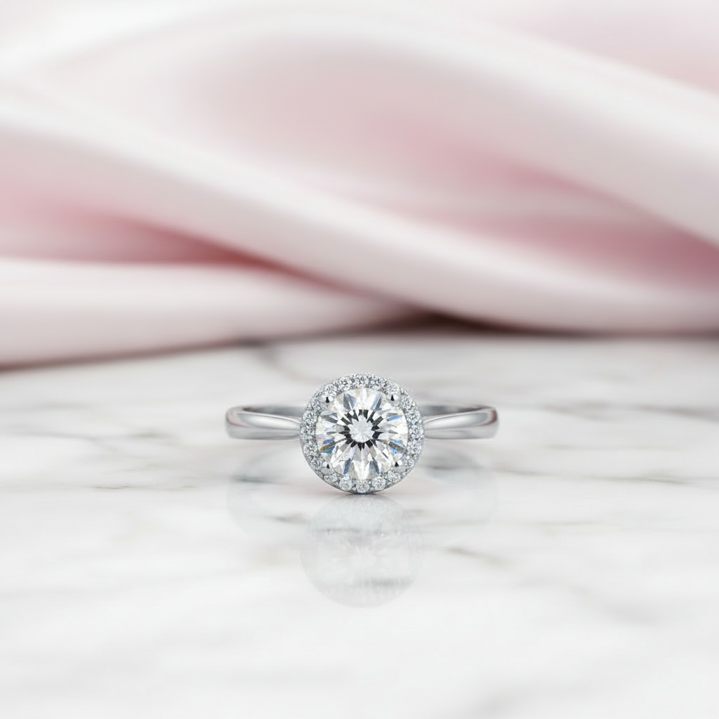 Round Cut Halo Promise Ring-Black Diamonds New York