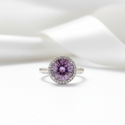 Round Cut Lab Alexandrite Halo Engagement Ring-Black Diamonds New York