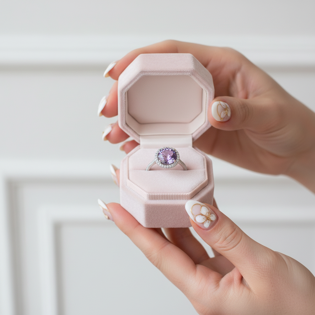 Round Cut Lab Alexandrite Halo Engagement Ring-Black Diamonds New York