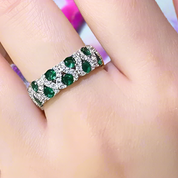 Round Cut Lab Emerald Wedding Band-Black Diamonds New York