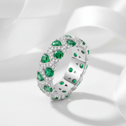 Round Cut Lab Emerald Wedding Band-Black Diamonds New York