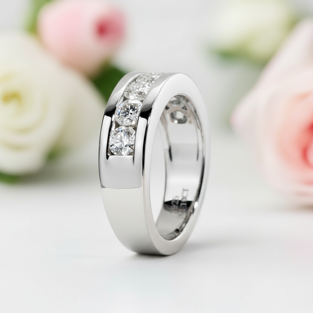 4mm Round Cut Diamond Ring Band-Black Diamonds New York