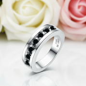 4mm Round Cut Diamond Ring Band-Black Diamonds New York