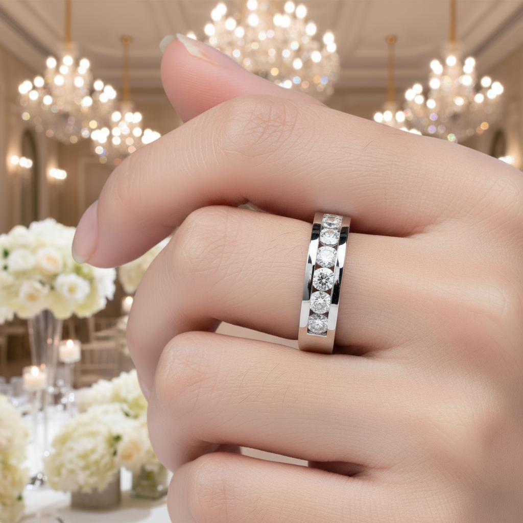 4mm Round Cut Diamond Ring Band-Black Diamonds New York