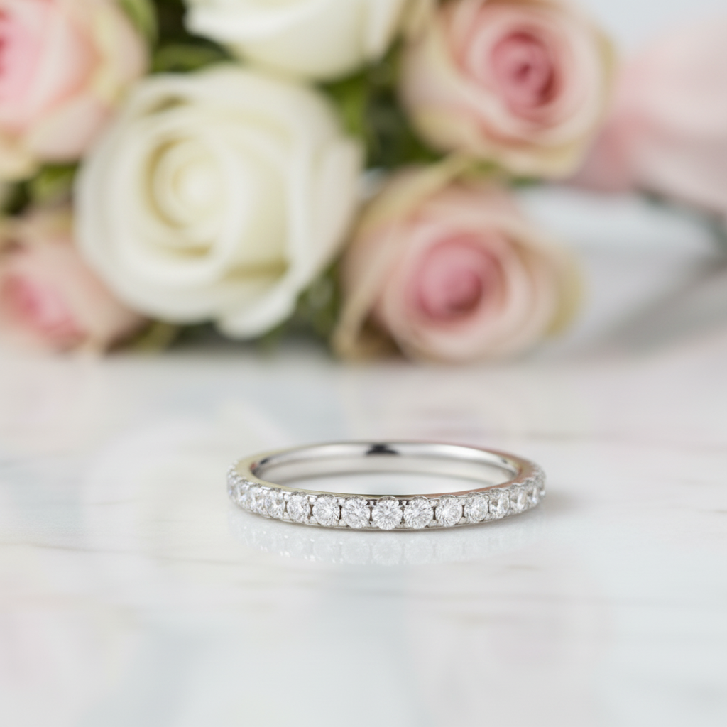 Round Cut Diamond Option Classic Stackable Wedding Ring Band-Black Diamonds New York