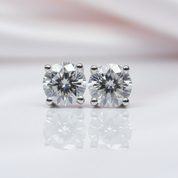 Round-cut Diamond Option 4 Claws Stud Earrings-Black Diamonds New York