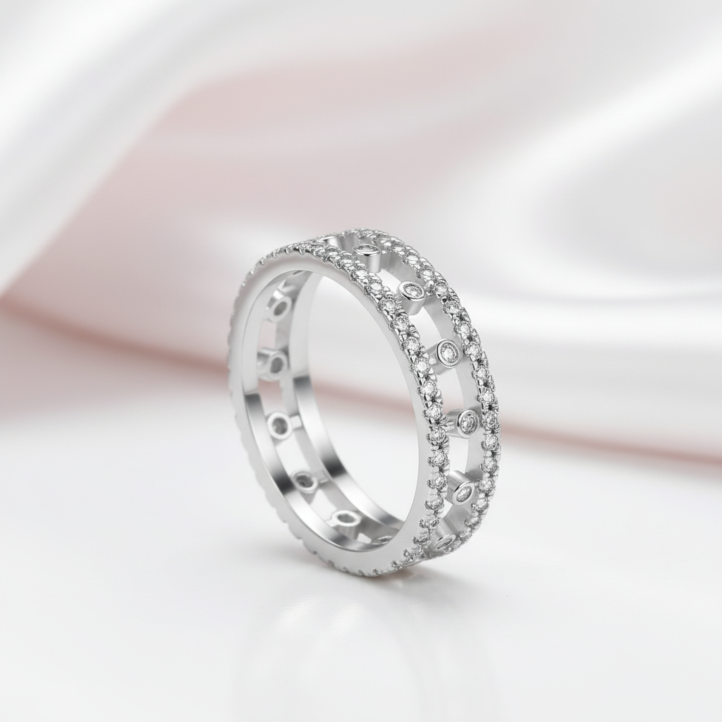 Round Cut Diamond Option Hallowed Ring Band-Black Diamonds New York