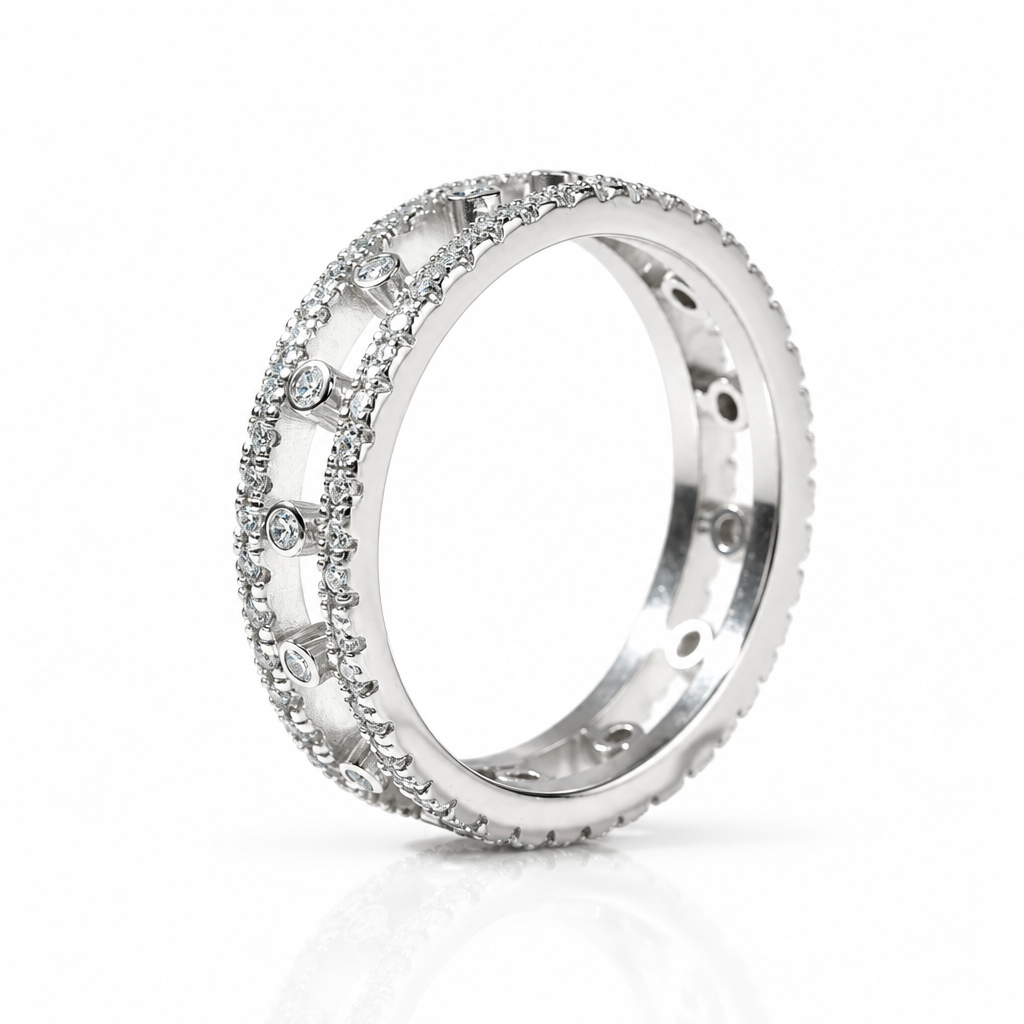 Round Cut Diamond Option Hallowed Ring Band-Black Diamonds New York