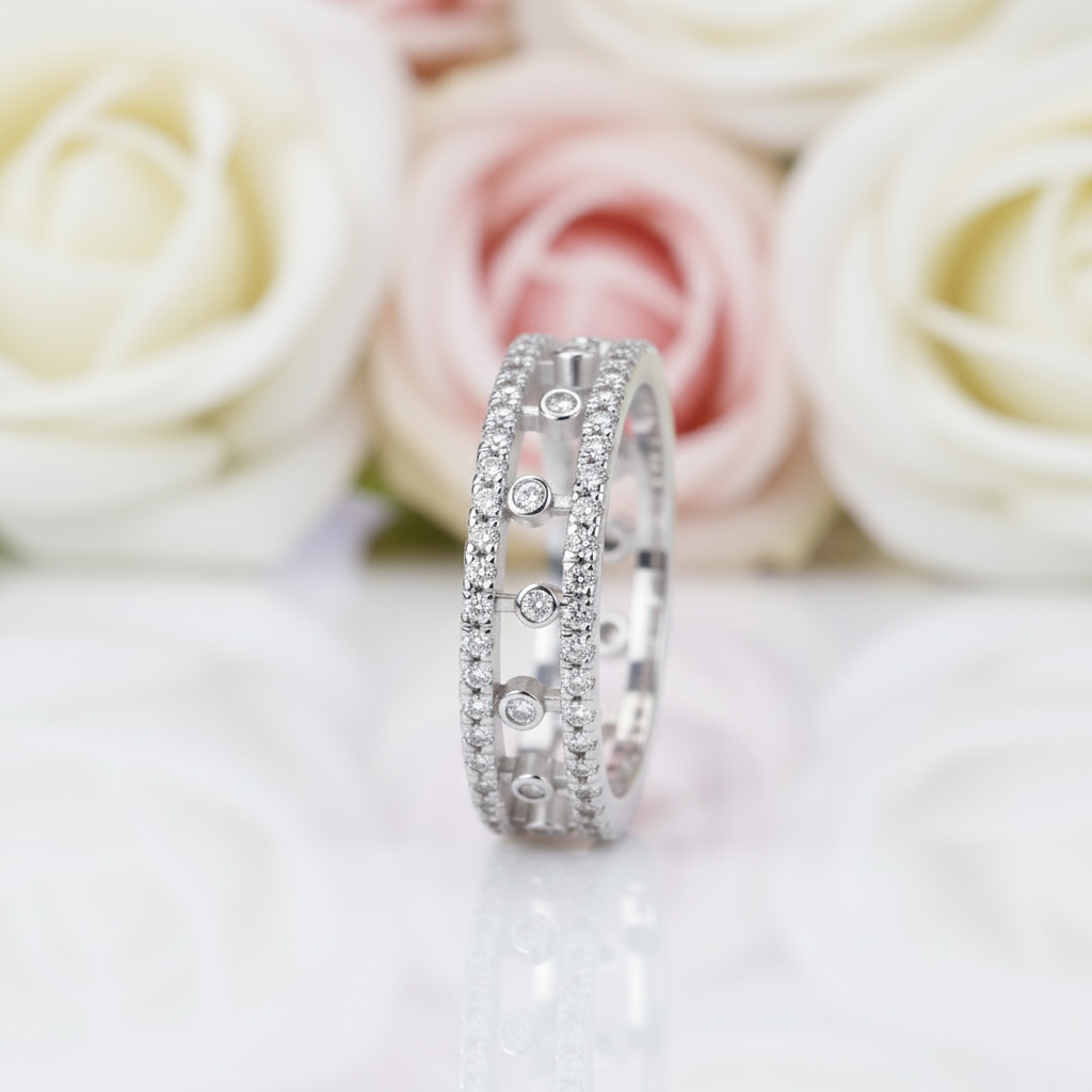 Round Cut Diamond Hallowed Ring Band-Black Diamonds New York