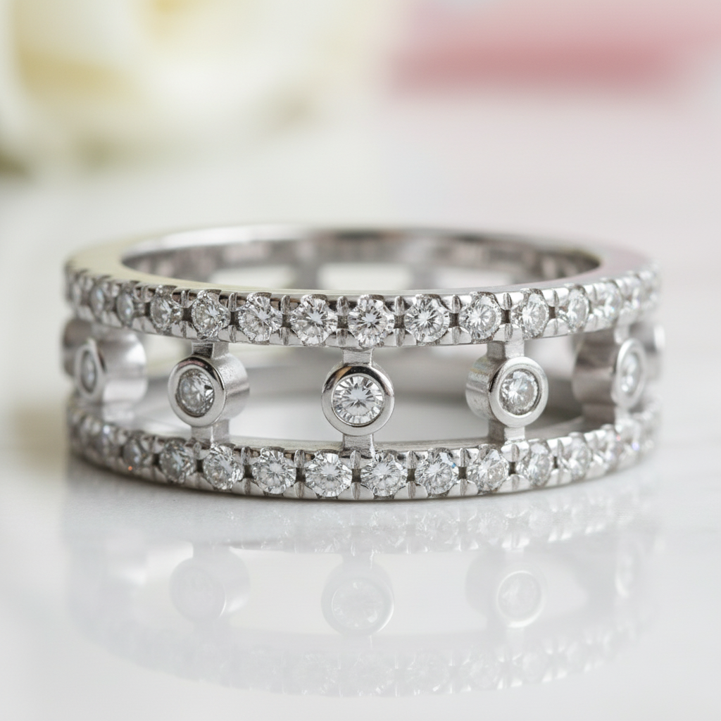 Round Cut Diamond Hallowed Ring Band-Black Diamonds New York