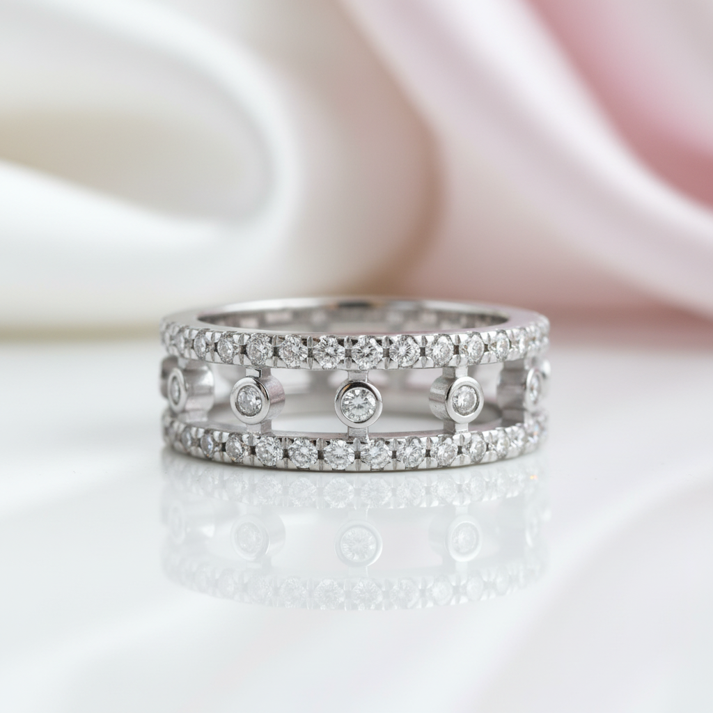 Round Cut Diamond Option Hallowed Ring Band-Black Diamonds New York