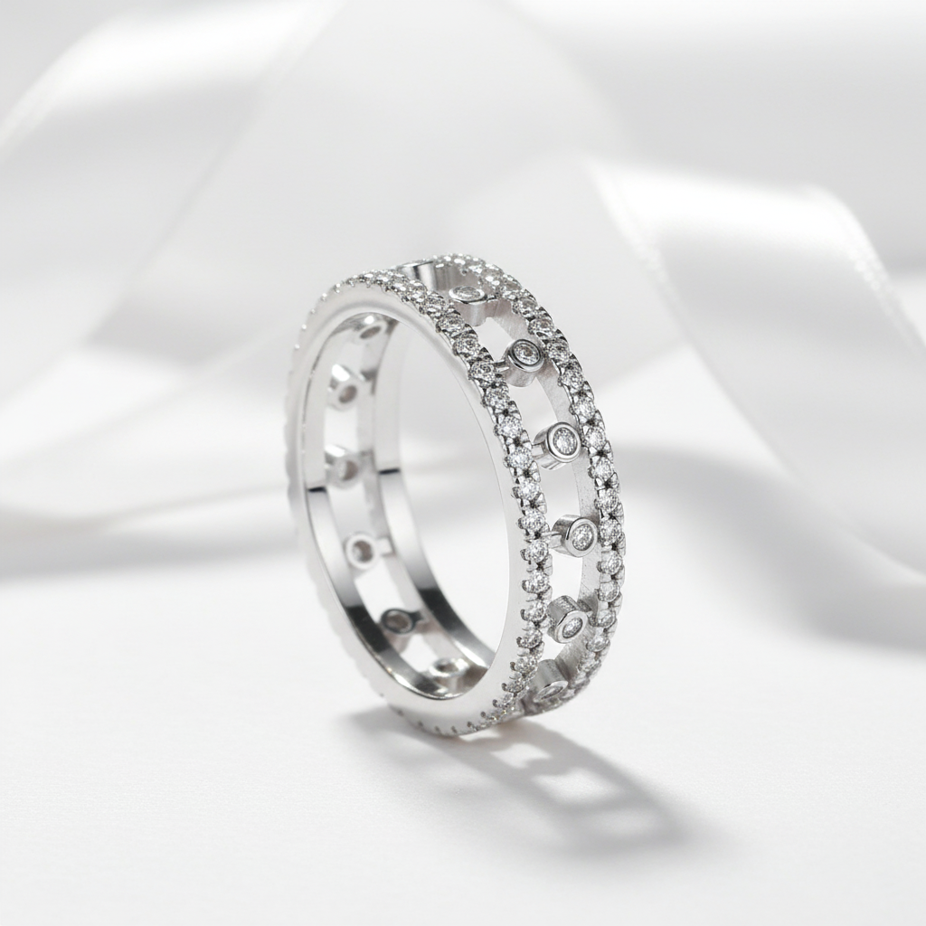 Round Cut Diamond Hallowed Ring Band-Black Diamonds New York