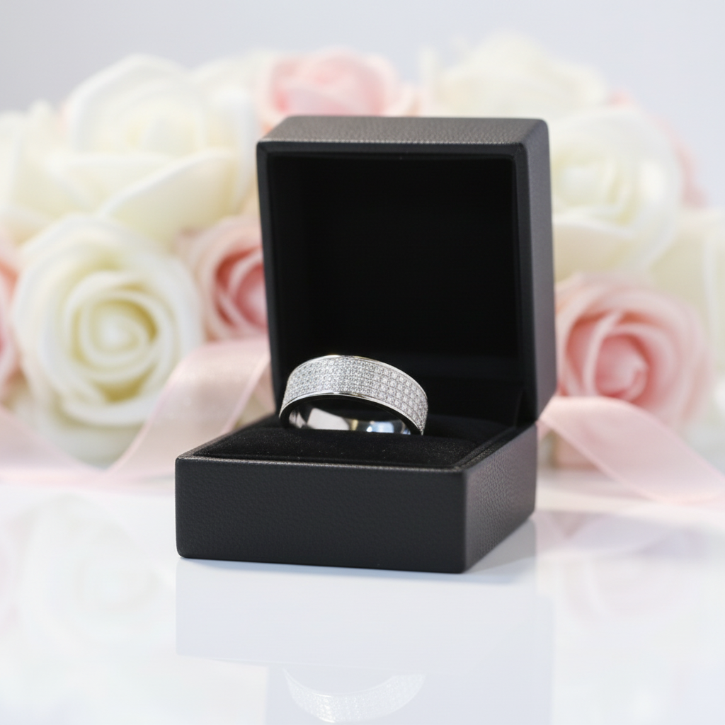 Round Cut Diamond Option Eternity Mens Wedding Band-Black Diamonds New York