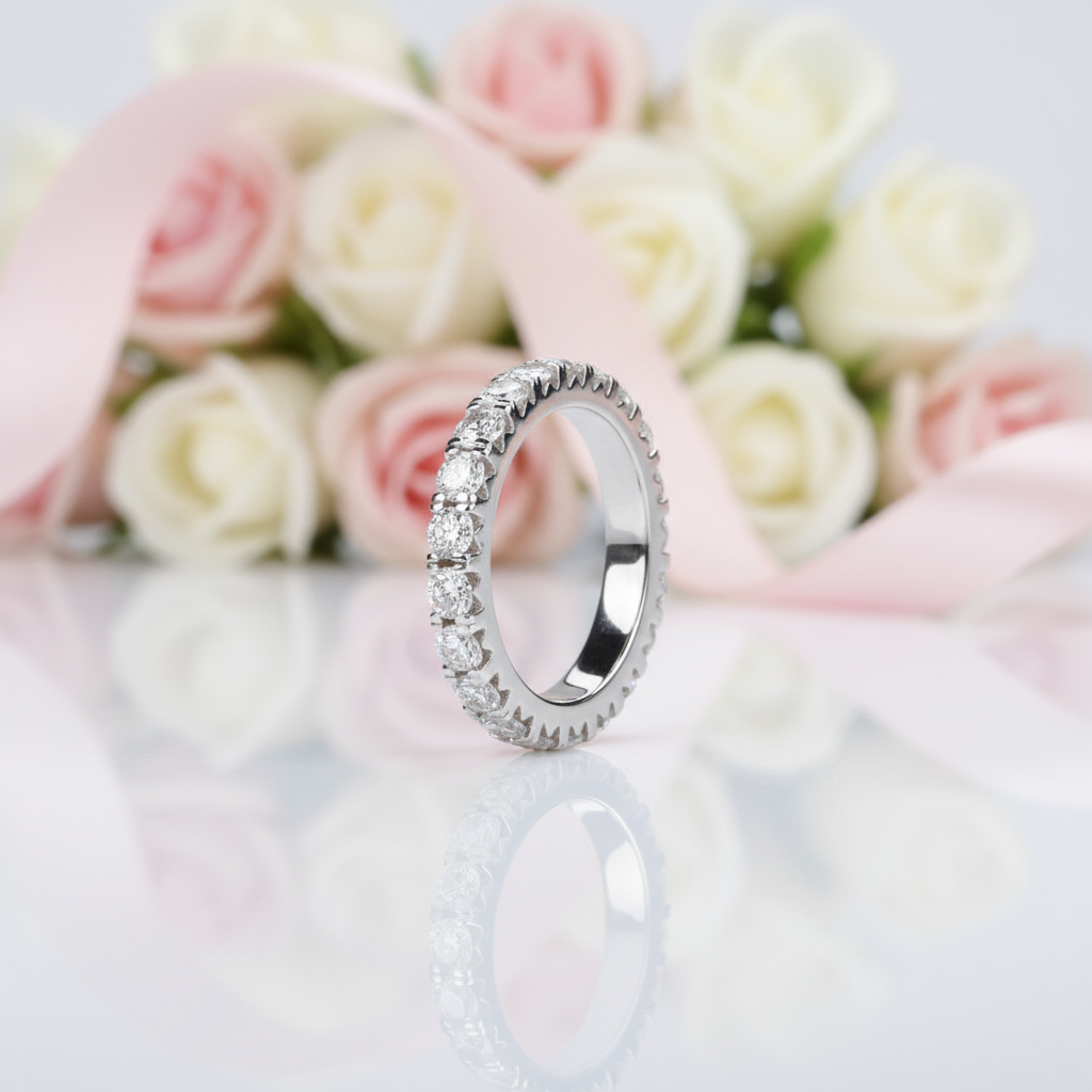 Round Cut Diamond Option Eternity Wedding Band-Black Diamonds New York