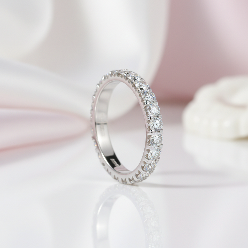 Round Cut Diamond Option Eternity Wedding Band-Black Diamonds New York