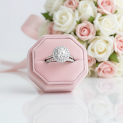 Round Cut Diamond Option Halo White Gold Engagement Ring Set-Black Diamonds New York